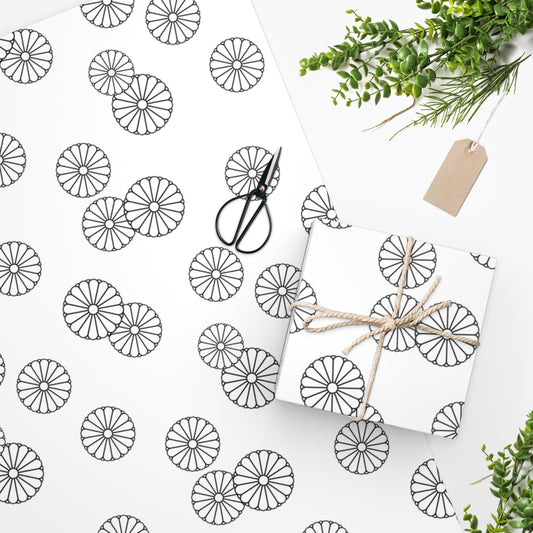 White Japanese Flower Wrapping Paper